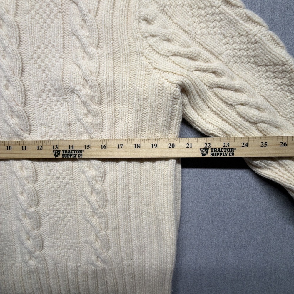 Vintage Polo Ralph Lauren Sweater Men Medium Lambswool Hand Knit Fisherman Cable - Picture 4 of 7